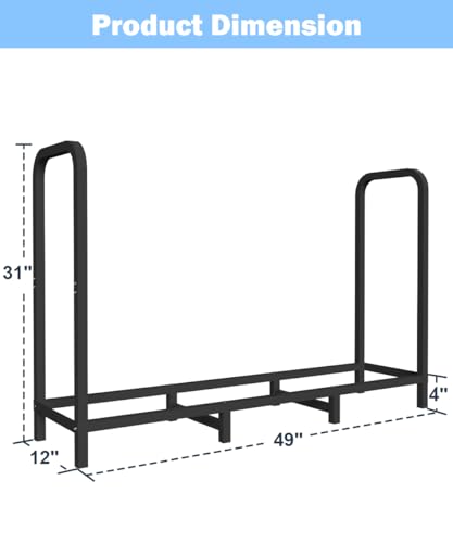 4ft Firewood Rack Holder with Cover, Adjustable Heavy Duty - Image 3