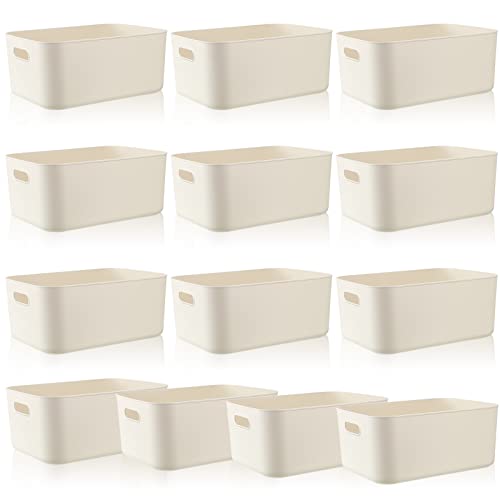Zopeal White Plastic Storage Bins,10 Pcs,14 x 10.5 x 6.4 Inch - Image 2