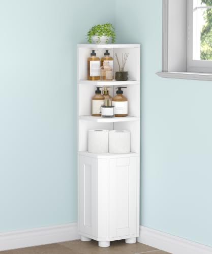 Small Bathroom Corner Storage Cabinet with 3 Open Shelves - Image 2