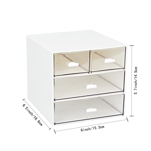 Desk Organizer with 4 Drawers, Clear Plastic Desk Storage Box - Image 4