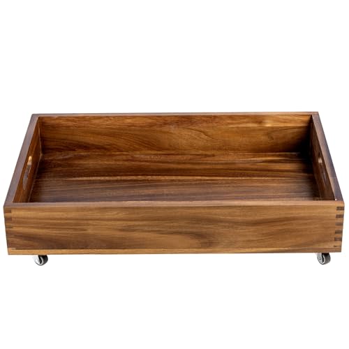 MyGift 24 Inch Premium Acacia Solid Wood Under Bed Storage - Image 2