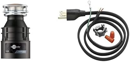 InSinkErator Garbage Disposal, Badger 1, Standard Series, 1/3 HP Continuous Feed, Black + INSINKERATOR Garbage Disposal 3-Foot Power Cord Installation Kit for Standard Series (Badger) Disposer, CRD-00