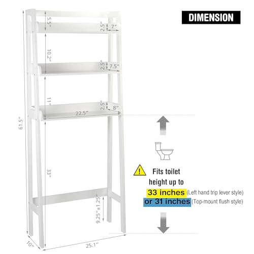 UTEX Over The Toilet Storage Shelf, 3-Tier Bathroom Organizer - Image 4