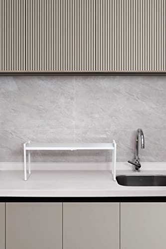 Expandable Shelf for Cabinets, Cabinet Shelf Riser, 12" White - Image 3