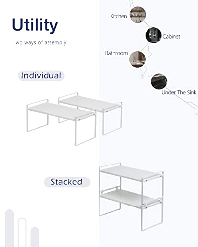 Nxconsu Stackable Cabinet Shelf Organizer 2 Pack, Standard White - Image 6