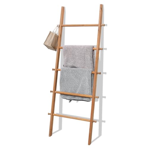 FUIN Blanket Ladder, 57in Rustic Extended Side Wood Decor Rack - Image 2