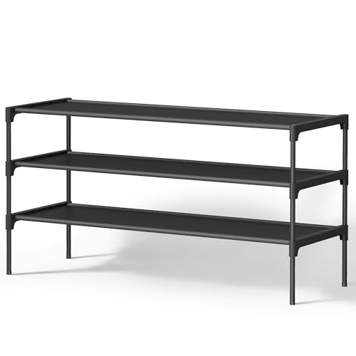 SONGMICS 3-Tier Shoe Rack, Space-Saving, Shoe Storage Organizer - Image 2