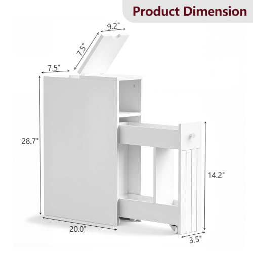 VECELO Slim Bathroom Storage Cabinet, Small Narrow Storage - Image 3