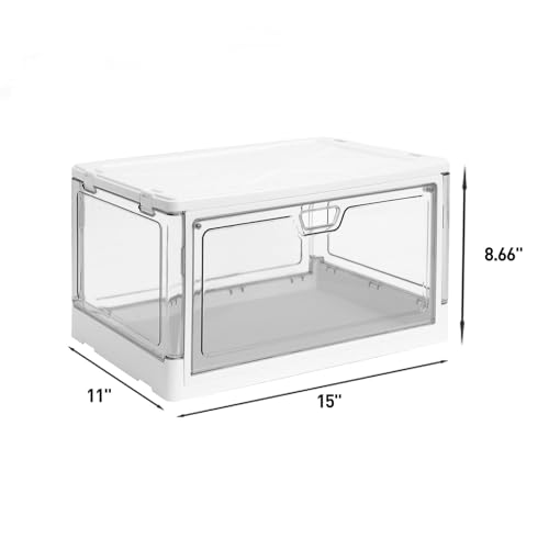 HYBRIDEAS 3-Pack Clear Stackable Storage Bins with Lids Magnetic - Image 3