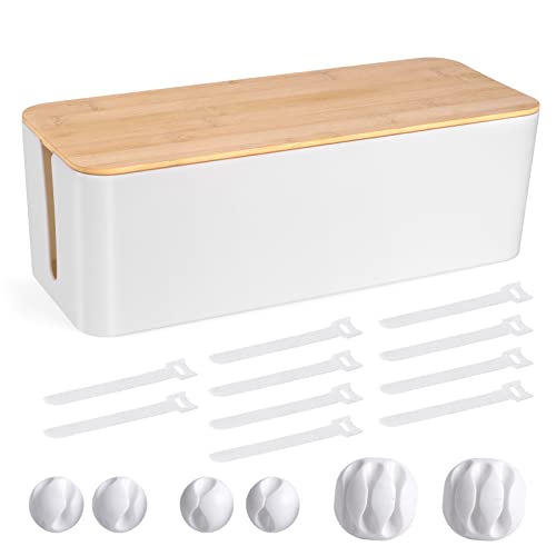 Tuwechen Cable Management Box, Wooden Style Large Cord Organizer - Image 2