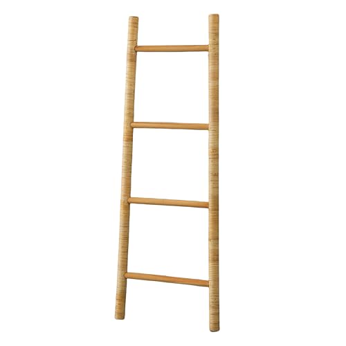 4-Tier Rattan Blanket Ladder Shelves, 3.9Ft (47Inches) - Image 4