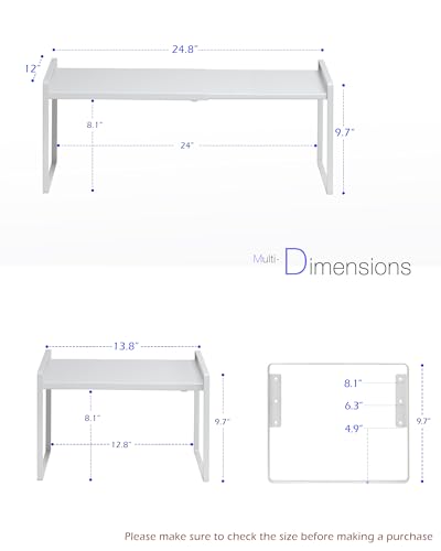 Cabinet Shelf Riser, Adjustable Cabinet Organizer, 12" Deep White - Image 4