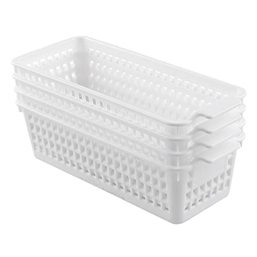Saedy 4-Pack Slim Storage Basket, Plastic Organized Baskets - Image 2