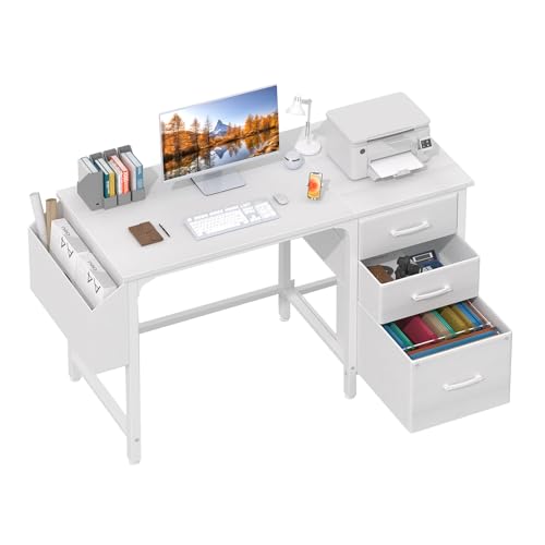 Lufeiya White Desk with File Drawers Cabinet, 47 Inc | All Products - Image 2
