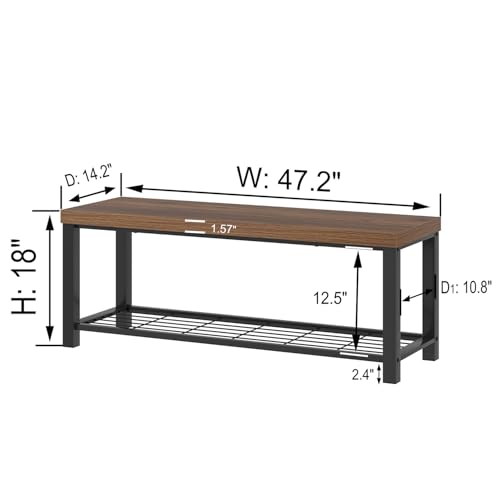 Shoe Bench, Modern Wood and Metal Storage Bench | Home Organization - Image 3