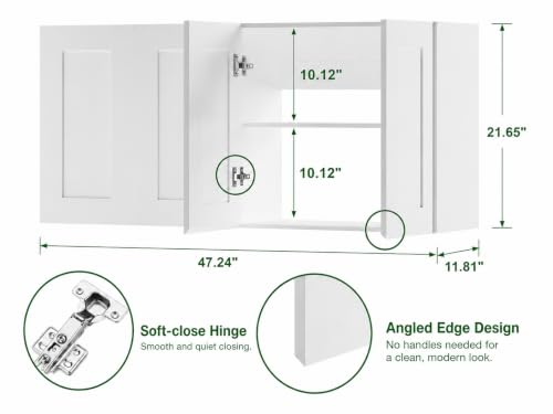 White Laundry Room Cabinets with 4 Doors, Wall Mounted - Image 4