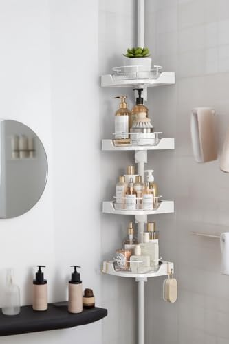 shuang qing 360° Rotating Corner Shower Caddy Tension Pole - Image 2