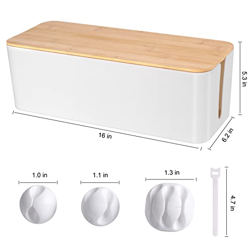Tuwechen Cable Management Box, Wooden Style Large Cord Organizer - Image 3