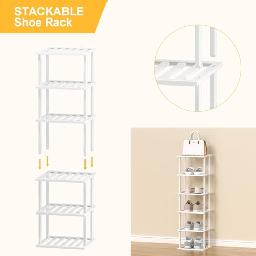 Vertical Bamboo Shoe Rack, Tall Narrow Shoe Storage Organizer - Image 6