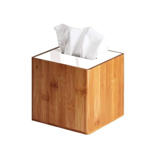 JackCubeDesign Bamboo Square Tissue Box White Acrylic Cover - Image 3