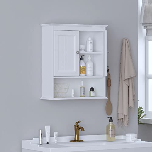Spirich Bathroom Wall Cabinet with Beadboard Doors, White - Image 3