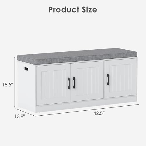 3-Tier Shoe Storage Bench with Adjustable Shelf - Image 3