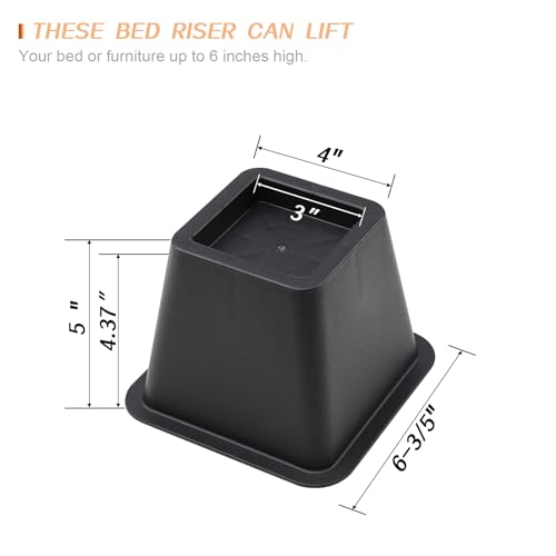 Bed Risers 4 Inch, Heavy Duty Square Furniture Frame | All Products - Image 5