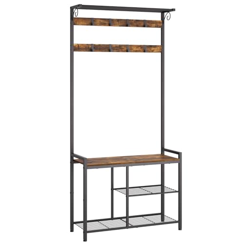 Coat Rack Shoe Bench, 4-in-1 Hall Tree with Storage - Image 2