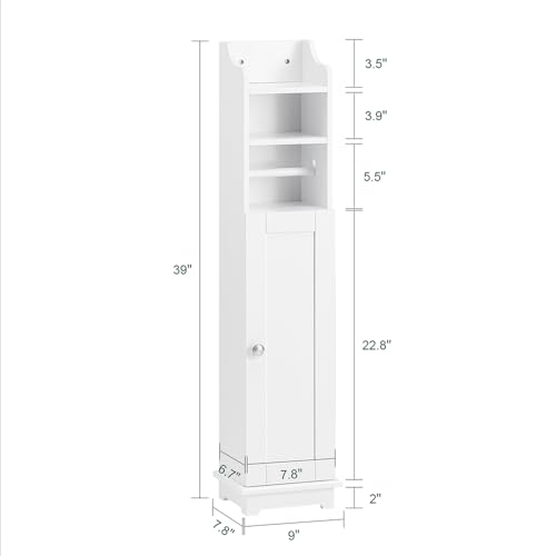 Haotian Toilet Paper Storage Cabinet, 7.8 x 9 x 39 in, White - Image 3