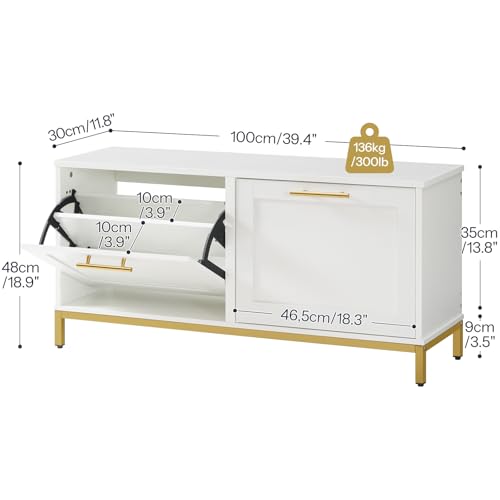 HOOBRO Shoe Bench with Storage, Shoe Storage Bench with 2 - Image 4