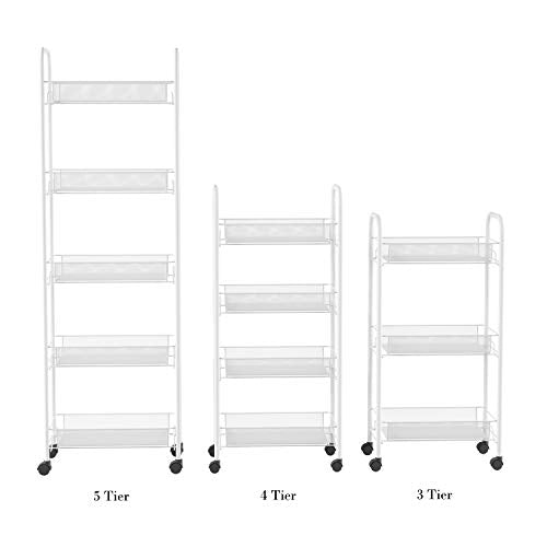 Lavish Home 4-Tiered Narrow Rolling Storage Shelves - Mobile - Image 5