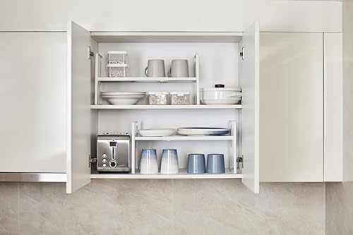 Cabinet Shelf Riser, Adjustable Cabinet Organizer, 12" Deep White - Image 3
