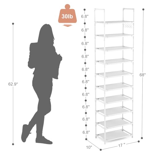10 Tiers Tall Shoe Rack 20-25 Pairs Boots Organizer - Image 4