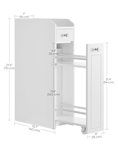 VASAGLE Small Bathroom Storage Cabinet, with Slide Out - Image 4