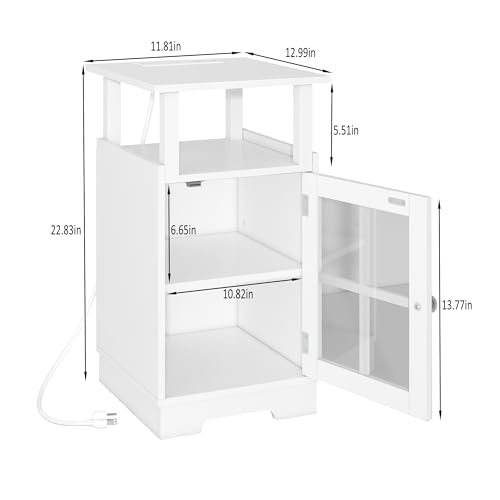 Nightstand with Charging Station,White End Table Mod | All Products - Image 4