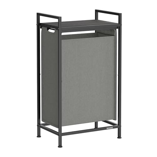 VASAGLE Laundry Sorter 1 Section, Rolling Cart with Shelf - Image 2