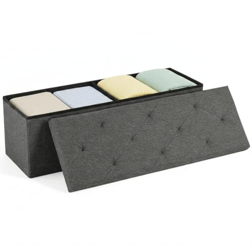 DUMOS 43 Inch Foldable Storage Ottoman Bench | Home Organization - Image 2