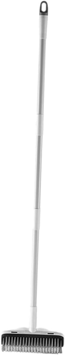 Long Handle Floor Scrub Brush with Squeegee Heavy Duty Tile Scrubber for Bathroom and Household Floor Cleaning Ergonomic Water Removal Tool