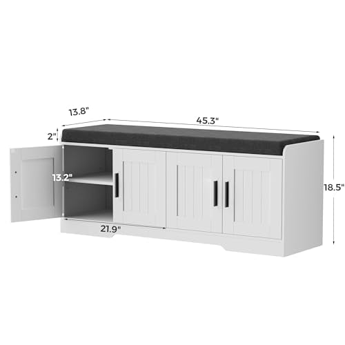 Homleke Shoe Storage Bench, 4 Doors & Thickened Padd | Home Organizati - Image 3