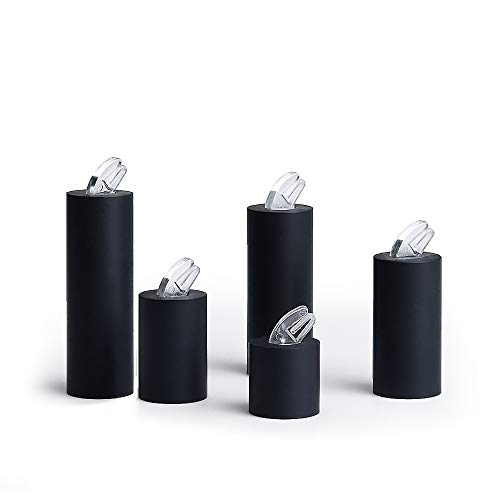 Black Acrylic 7 Piece Cylinder Ring Display Stand Organizer - Image 4
