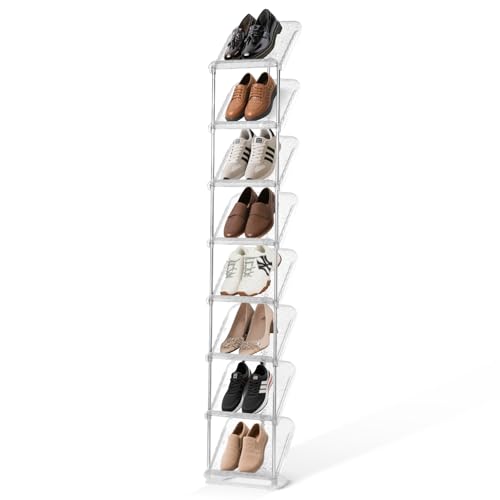 SMILHELTD Vertical Shoe Rack 8 Tiers Narrow Clear Sneaker Storage - Image 2