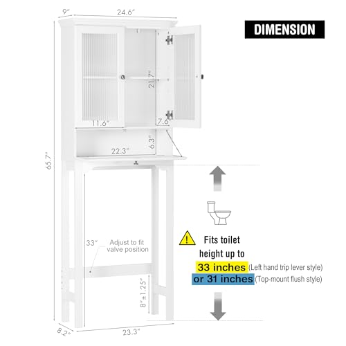 Spirich Over the Toilet Storage Cabinet with Moru Glass - Image 3