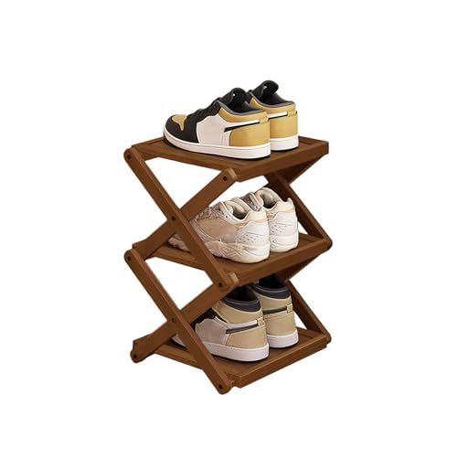 YYW Flat Bamboo Shoe Rack for Entryway, Save Space Folding Narrow - Image 2