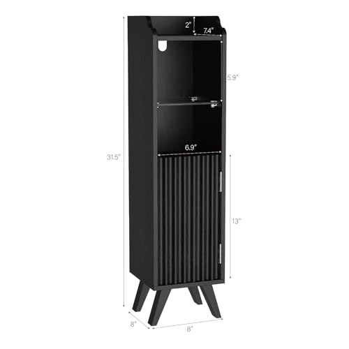 Slim Bathroom Storage Cabinet, 8" W x 8" D x 31.5" H, Black - Image 3