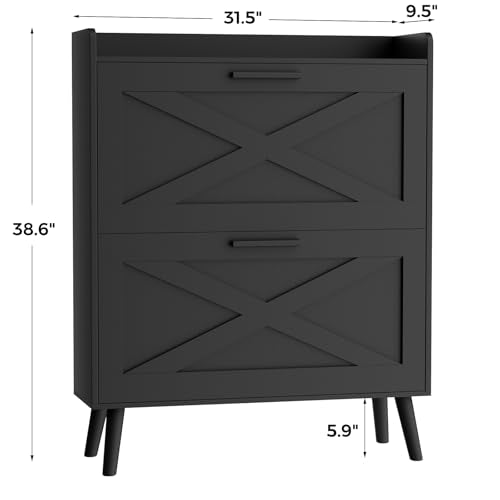 Homleke Farmhouse Shoe Storage Cabinet with Flip Dra | Home Organizati - Image 3