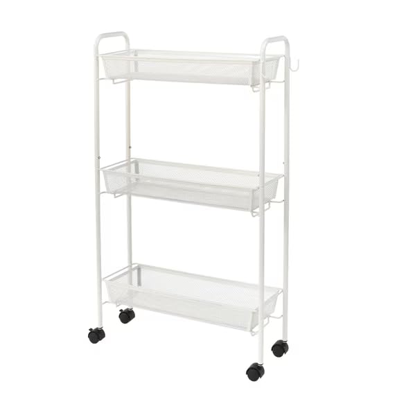 3 Tier Slim Rolling Storage Cart for Narrow Spaces, Metal Utility - Image 1