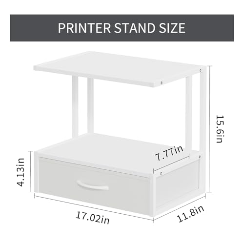 Printer Stand with Storage for Desk, with Fabric Drawer - Image 5