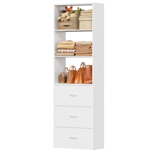 21.3" Wide Tall Wood Closet Organizer System with 3 Fabric - Image 2