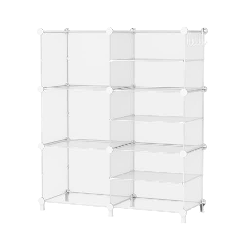 AWTATOS Closet Organizer 6 Cube Storage Shelves, Transparent - Image 2
