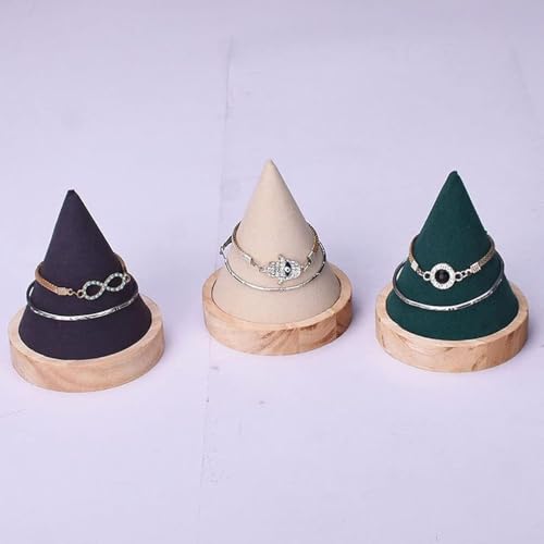 Beige Wooden Cone Bracelet Display Stand Holder for Bangle, Watch - Image 3